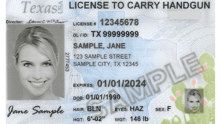Texas Concealed Handgun ID sample